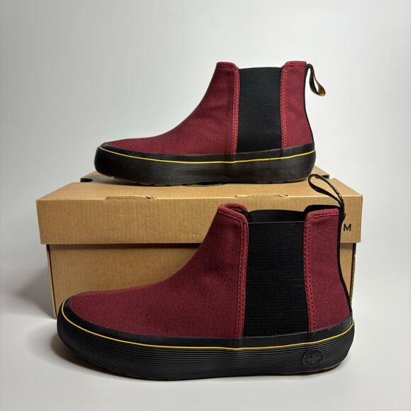 Dr. Martens Women's Phoebe Canvas Chelsea Sneaker Boots in Cherry Red - Picture 1 of 11